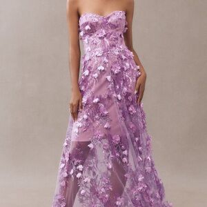 Dress the Population Strapless Lavender Floral Gown - worn for 1 hour
